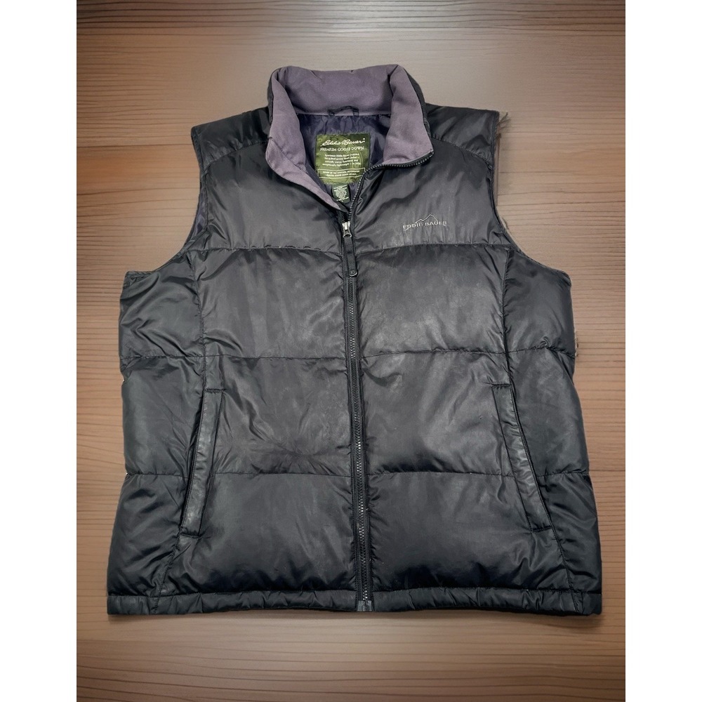 Vintage Eddie Bauer Puffer Vest Mens Large Premium‎ Goose Down Full Zip/Pockets
